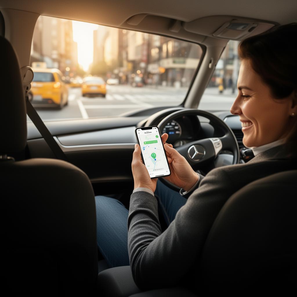 Driver and passenger using ride app