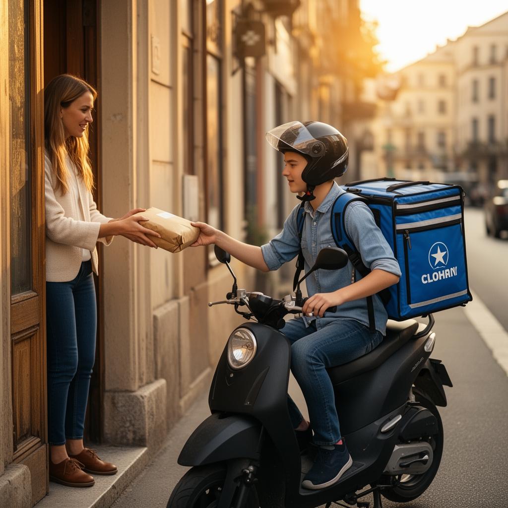 Delivery driver in car